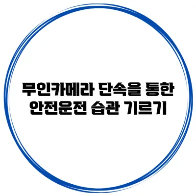 무인카메라 단속을 통한 안전운전 습관 기르기