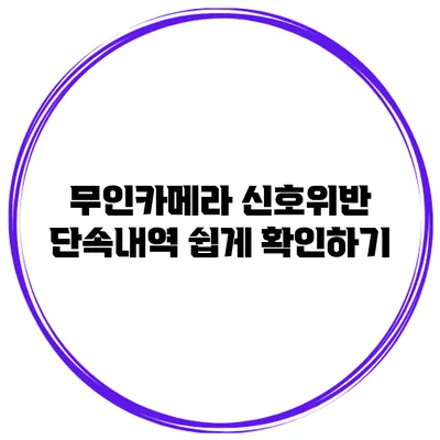 무인카메라 신호위반 단속내역 쉽게 확인하기