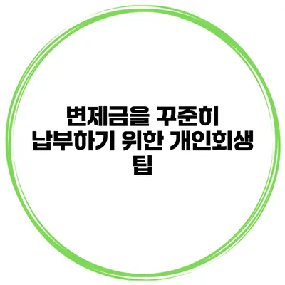 변제금을 꾸준히 납부하기 위한 개인회생 팁