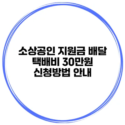 소상공인 지원금 배달 택배비 30만원 신청방법 안내