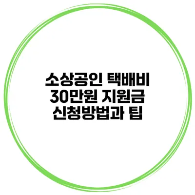 소상공인 택배비 30만원 지원금 신청방법과 팁