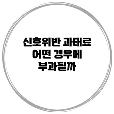 신호위반 과태료 어떤 경우에 부과될까?