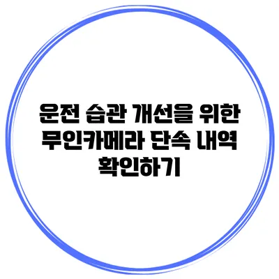 운전 습관 개선을 위한 무인카메라 단속 내역 확인하기