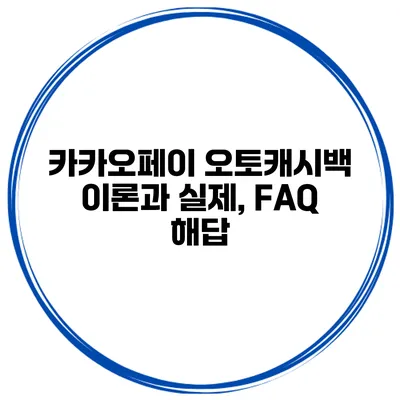 카카오페이 오토캐시백 이론과 실제, FAQ 해답