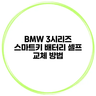 BMW 3시리즈 스마트키 배터리 셀프 교체 방법