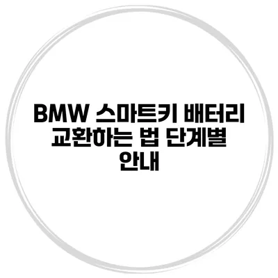 BMW 스마트키 배터리 교환하는 법 단계별 안내