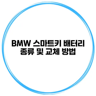 BMW 스마트키 배터리 종류 및 교체 방법