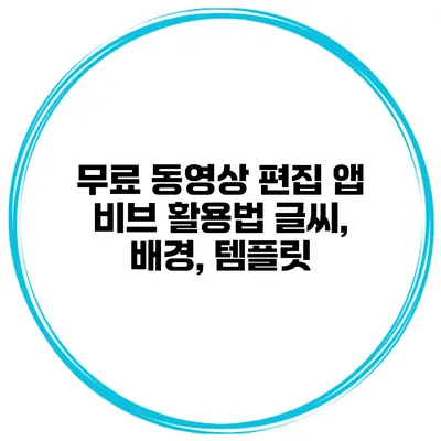 무료 동영상 편집 앱 비브 활용법 글씨, 배경, 템플릿