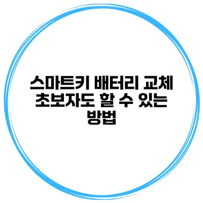 스마트키 배터리 교체 초보자도 할 수 있는 방법