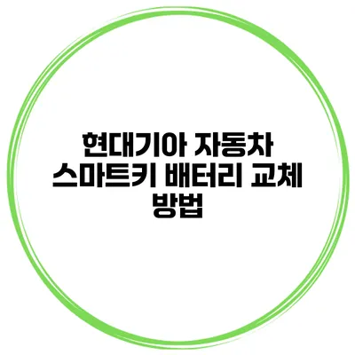 현대/기아 자동차 스마트키 배터리 교체 방법